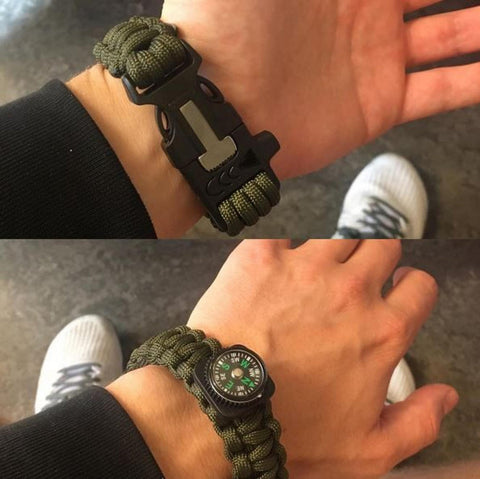 Survival Bracelet m/ Fire Starter & Compass Defendo AS